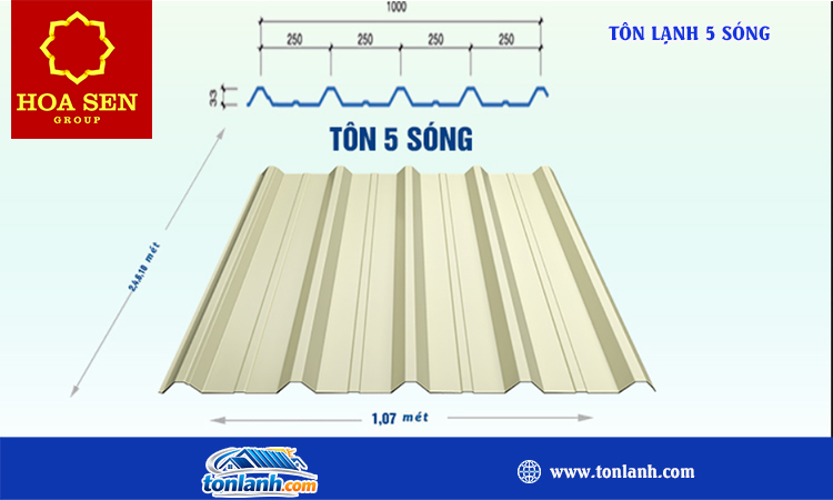 Tôn lạnh Hoa Sen 5 sóng